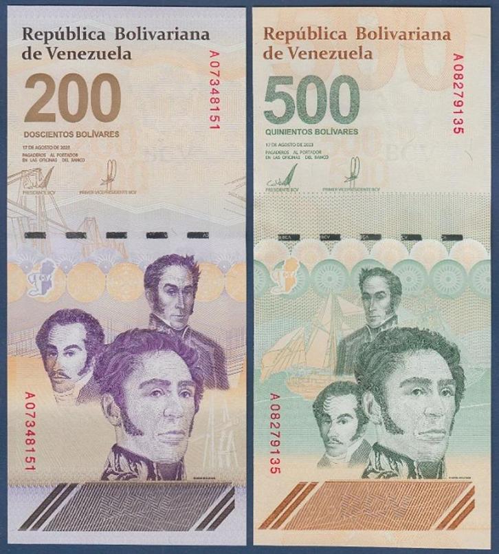 Venezuela 2023/2024, 200 en 500 miljoen bolivares (UNC), Postzegels en Munten, Bankbiljetten | Amerika, Setje, Zuid-Amerika, Verzenden