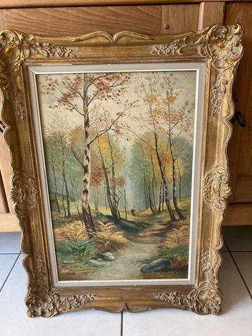 Schilderij landschap het bos met personage vintage H.Malick beschikbaar voor biedingen