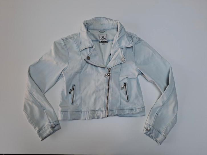 Mt 152 Afgebleekte denim bikerjack, Kinderen en Baby's, Kinderkleding | Maat 152, Gebruikt, Meisje, Jas, Ophalen of Verzenden