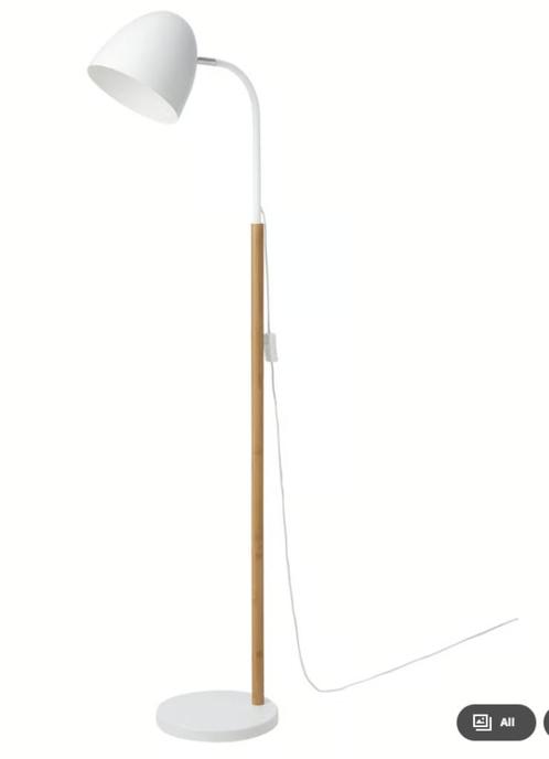 IKEA FRANSALG Lampadaire/lampe de lecture, bambou blanc, Huis en Inrichting, Lampen | Vloerlampen, Zo goed als nieuw, Ophalen