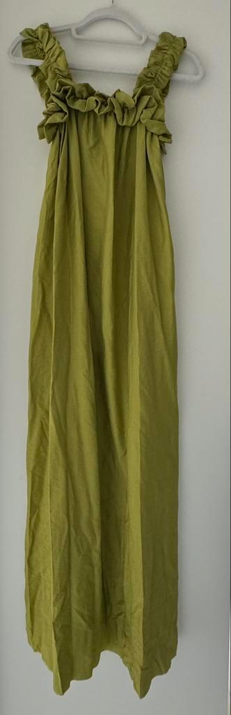 Lange olijfgroene jurk