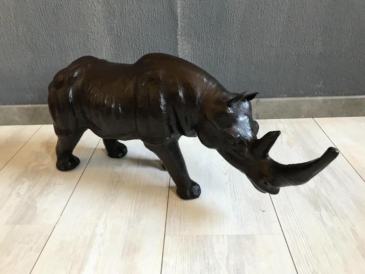 Vintage Leren Neushoorn Londen, Huis en Inrichting, Woonaccessoires | Overige, Zo goed als nieuw, Ophalen of Verzenden