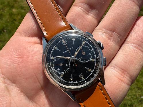 1955 circa Gallet EP4 36,5 mm staal, Handtassen en Accessoires, Horloges | Antiek, Polshorloge, Overige merken, Staal, 1930 tot 1960