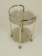 Hollywood Regency Messing Trolley, Huis en Inrichting, Ophalen, Gebruikt, Rond, Metaal