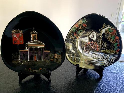 STOP AFFAIRE 2 Emaille/aardewerk borden van Longwy - Model, Antiek en Kunst, Antiek | Wandborden en Tegels, Ophalen of Verzenden