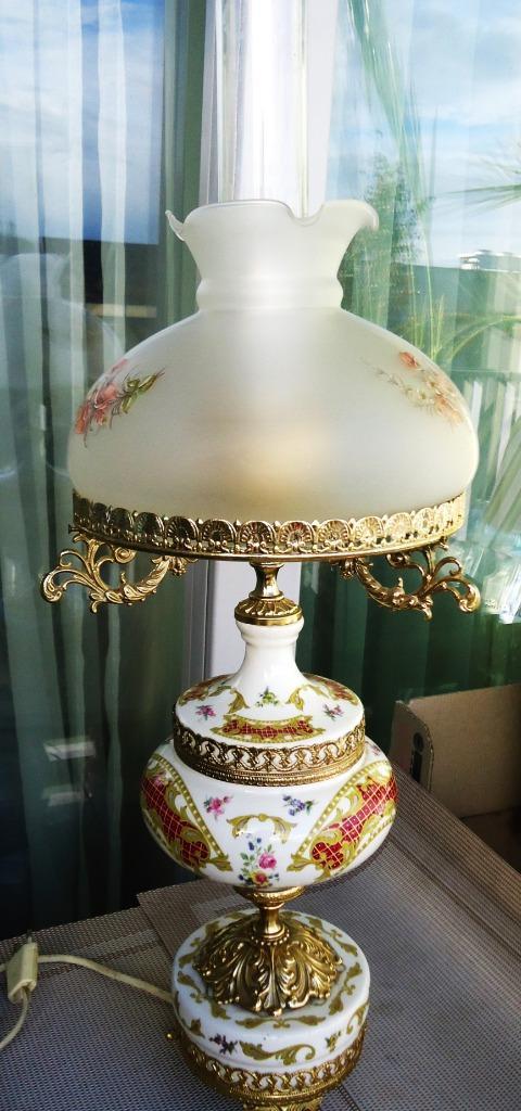 Lampe de table italienne en porcelaine plaquée or H70✨💎😍👀, Antiquités & Art, Antiquités | Éclairage, Enlèvement ou Envoi