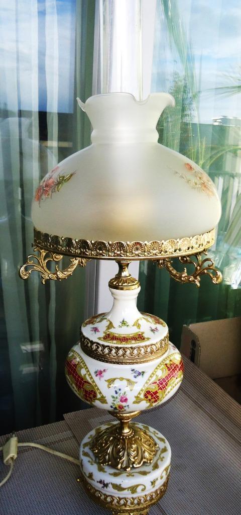 Lamp Porselein Barok Kristal Goud Italië H 70 Antiek ✨💎😍🤗, Antiek en Kunst, Antiek | Verlichting, Ophalen of Verzenden