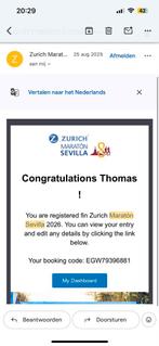 Ticket Marathon Sevilla 15 februari 2026, Sport en Fitness, Loopsport en Atletiek, Overige merken, Verzenden, Overige typen, Nieuw