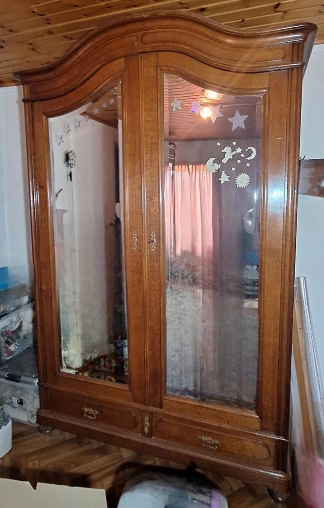 Antiek bed twijfelaar, kleerkast en nachttafel gratis, Antiek en Kunst, Antiek | Meubels | Kasten, Ophalen