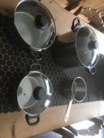 Kookpotten set inox voor inductie glasplaat en gas 4 stuks, Comme neuf, Inox, Plaque céramique, Enlèvement