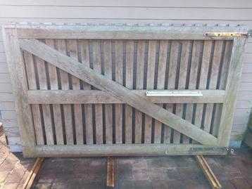Houten poort in padouk, Tuin en Terras, Ophalen, Gebruikt, 150 tot 200 cm, Hout