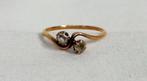 Bague vintage en or bypass diamants., Bijoux, Sacs & Beauté, Enlèvement ou Envoi, Or, Bague, Avec pierre précieuse