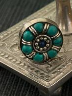 925 zilveren lapis lazuli en turquoise ring, Nieuw, Zilver, Zilver