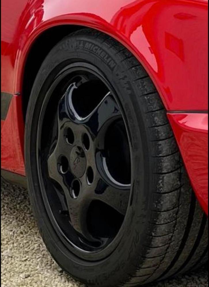 Set originele Cup 1 velgen Porsche 964 -911 Zwart, Auto-onderdelen, Banden en Velgen, Banden en Velgen, Zomerbanden, 17 inch, 255 mm