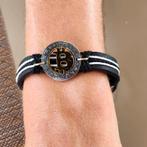 Bitcoin armband uit leder en Mexicaanse Peso, Handtassen en Accessoires, Armbanden, Ophalen of Verzenden, Nieuw, Zwart, Leer