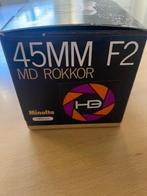 Minolta 45mm F/2 MD Rokkor (incl. Originele doos), Audio, Tv en Foto, Ophalen of Verzenden, Zo goed als nieuw, Standaardlens