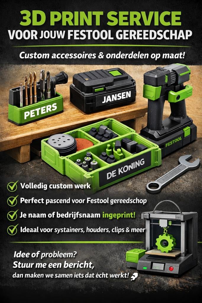 Service d'impression 3D pour vos outils Festool, Bricolage & Construction, Outillage | Autres Machines, Enlèvement