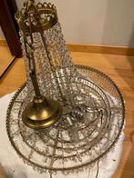 Klassieke vintage glazen luster met bijpassende wandlampen., Huis en Inrichting, Lampen | Kroonluchters, Ophalen, Gebruikt, Glas
