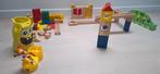 Speelset hout +knikkers +pokemonlauncher+sponch bob tasje, Enlèvement, Comme neuf, Autres types