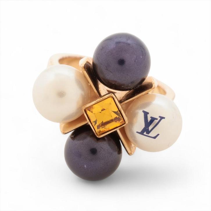 Louis Vuitton 50 ringen, Handtassen en Accessoires, Ringen, Gebruikt, Dame, Kleiner dan 17, Goud, IJzer of Staal, Met parel, Verzenden