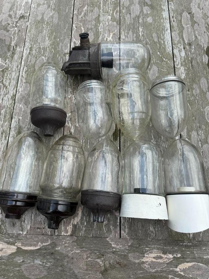 Vintage stallampen, Tuin en Terras, Buitenverlichting, Gebruikt, Overige typen, Glas, Ophalen of Verzenden