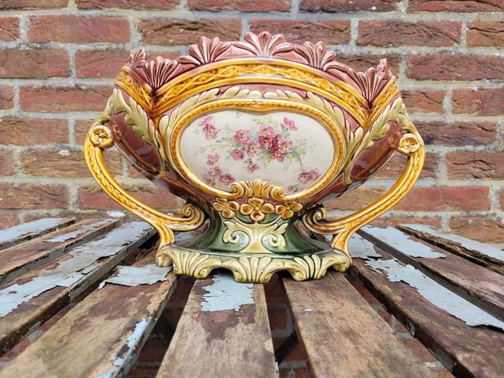 Decoratieve majolica cachepot of sierpot, Huis en Inrichting, Woonaccessoires | Overige, Gebruikt, Ophalen of Verzenden