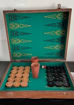 Backgammon set in houten koffer, Antiek en Kunst, Ophalen