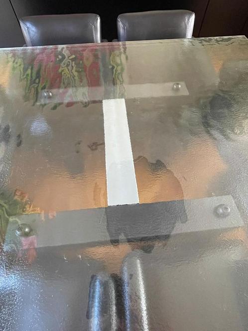 Glazen tafel, Huis en Inrichting, Tafels | Salontafels, Gebruikt, Vierkant, Glas, Ophalen
