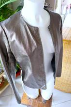 vintage zeldzaam zilver/grijs lederen sweater jas, La fée maraboutée, Ophalen of Verzenden, Groen