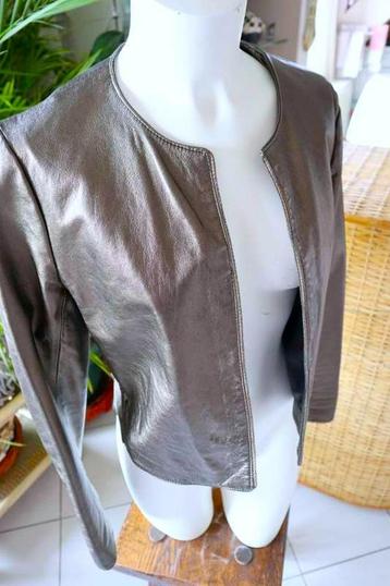 vintage zeldzaam zilver/grijs lederen sweater jas beschikbaar voor biedingen