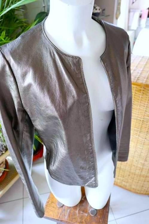 vintage zeldzaam zilver/grijs lederen sweater jas, Kleding | Dames, Jassen | Winter, Groen, Ophalen of Verzenden