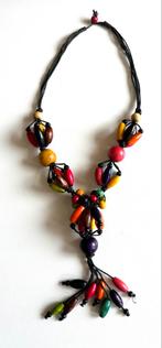 Collier en bois multicolore vintage, 40 cm, Utilisé