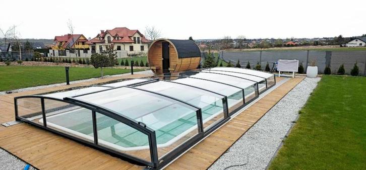 Zwembadoverdekking / pool cover 3,7x7,9x0,8 m , kleur DB703, Jardin & Terrasse, Accessoires de piscine, Neuf, Autres types, Enlèvement ou Envoi