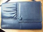 Donkerblauwe vintage lederen clutch/avondtasje jaren 1970, Ophalen of Verzenden, Gebruikt, Blauw, Avondtasje