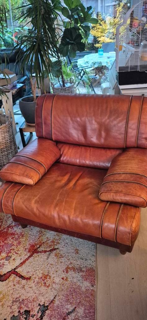 Lederen salon 2 eenzit en 1 driezit, Huis en Inrichting, Fauteuils, Leer, Ophalen
