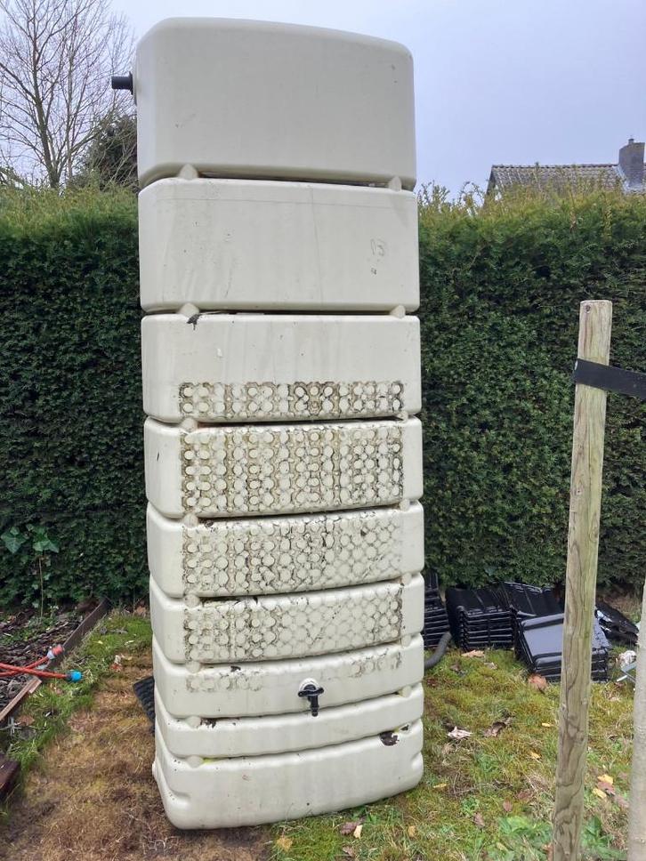 4Rain regenton muurmodel 650L, Tuin en Terras, Regentonnen, Zo goed als nieuw, Kunststof, 150 liter of meer, Met kraantje, Ophalen