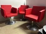 3 chaises de coiffeur rouges, Maison & Meubles, Fauteuils, Enlèvement, Comme neuf