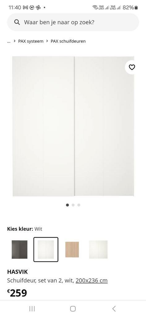 Ikea Hasvik schuifdeuren voor PAX kast, Huis en Inrichting, Kasten | Kleerkasten, Zo goed als nieuw, Ophalen