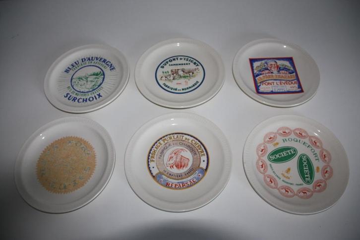 Vintage kaasborden set saint-amand * 6 stuks * jaren 50, Antiek en Kunst, Antiek | Keramiek en Aardewerk, Ophalen of Verzenden