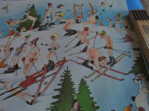 vintage poster Roger Blachon nudist wintersport 1977 skiën, Verzamelen, Posters, Zo goed als nieuw, Sport, Rechthoekig Liggend