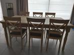 Tafel in Fineer Eik met 6 Stoelen, Huis en Inrichting, Ophalen