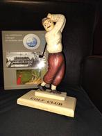 Unieke Set: Vintage Houten Beeldje + Boek Golfhistorie, Verzamelen, Ophalen