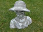 statue ou buste de femme au chapeau en pierre pat gris-blanc, Jardin & Terrasse, Pierre, Autres types, Enlèvement ou Envoi, Neuf