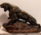 Kunst antiek beeldhouwwerk Armand Fagotto panter puma brons, Ophalen of Verzenden