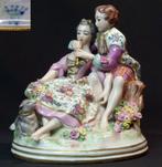 rare grand groupe romantique porcelaine Fine Italie 1.2kg22c, Antiquités & Art, Envoi