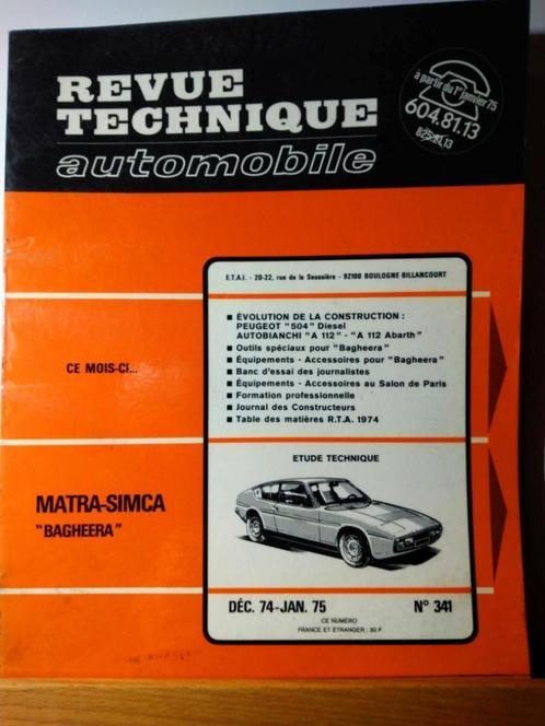 RTA - Matra Simca Bagheera - Peugeot 504 - Autobianchi A112, Autos : Divers, Modes d'emploi & Notices d'utilisation, Enlèvement ou Envoi
