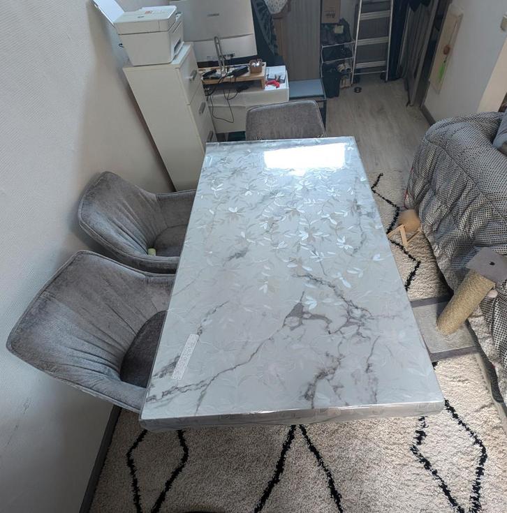 TABLE SALLE A MANGER EN verre marbré, Maison & Meubles, Tables | Tables à manger, Neuf, 50 à 100 cm, 150 à 200 cm, Cinq personnes ou plus