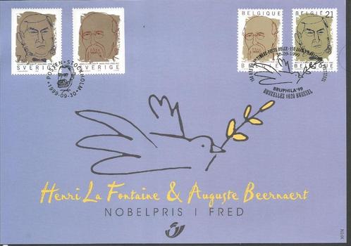 1999 Herdenkingskaart Nobelprijswinnaars OBP2838/9, Postzegels en Munten, Postzegels | Europa | België, Gestempeld, Overig, Overig