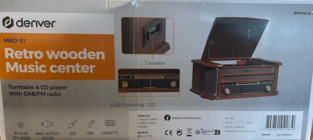 Station musicale rétro DENVER MRD-51, TV, Hi-fi & Vidéo, Chaîne Hi-fi, Neuf, Deck cassettes ou Lecteur-enregistreur de cassettes
