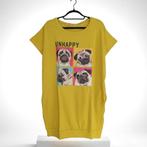 Shirt jurk Unhappy honden opdruk geel S, Kleding | Dames, Jurken, Verzenden, Geel, Nieuw, Maat 36 (S)